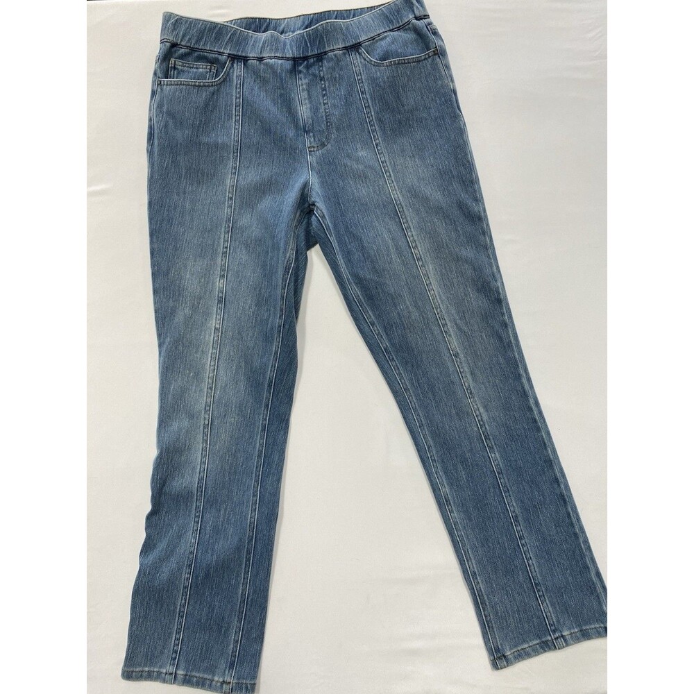 Isaac Mizrahi Live! Blue Jean Leggings Seam Front Pull On Size 12 Denim Jeggings